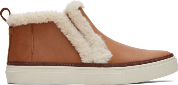 e849665ecaec5d9af47b2cf686aee87e TOMS Leather Faux Fur Women's Bryce Sneaker Brown Sugar