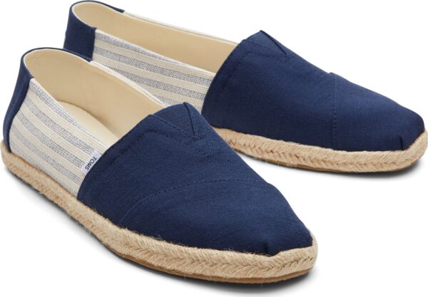 TOMS Recycled Cotton Stripes? Men Alpargata Rope Navy