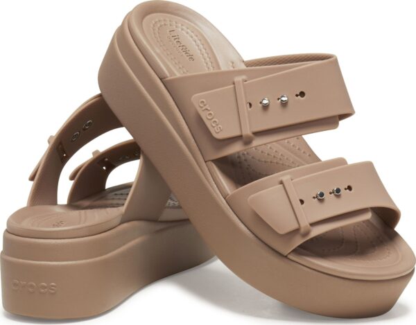 ea2460aaabee6476603ecddb40274a5d Crocs™ Brooklyn Sandal Low Wedge Women's Latte
