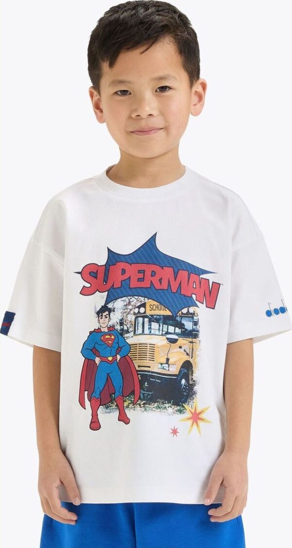 f7b00539a188af39594e8d3a45a632a2 DIADORA JU.T-SHIRT SS SUPERHEROES Optical White/Princess Blue