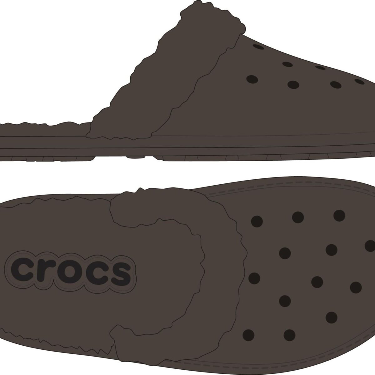 9812c3d8ec04863ca74664b9cba5697b Crocs™ Classic Fuzz Scuff Dark Cocoa