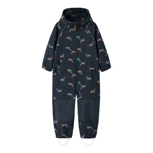 NAME IT Softshell kombinezonas unisex "Šuniukai" (Tamsiai mėlynas)