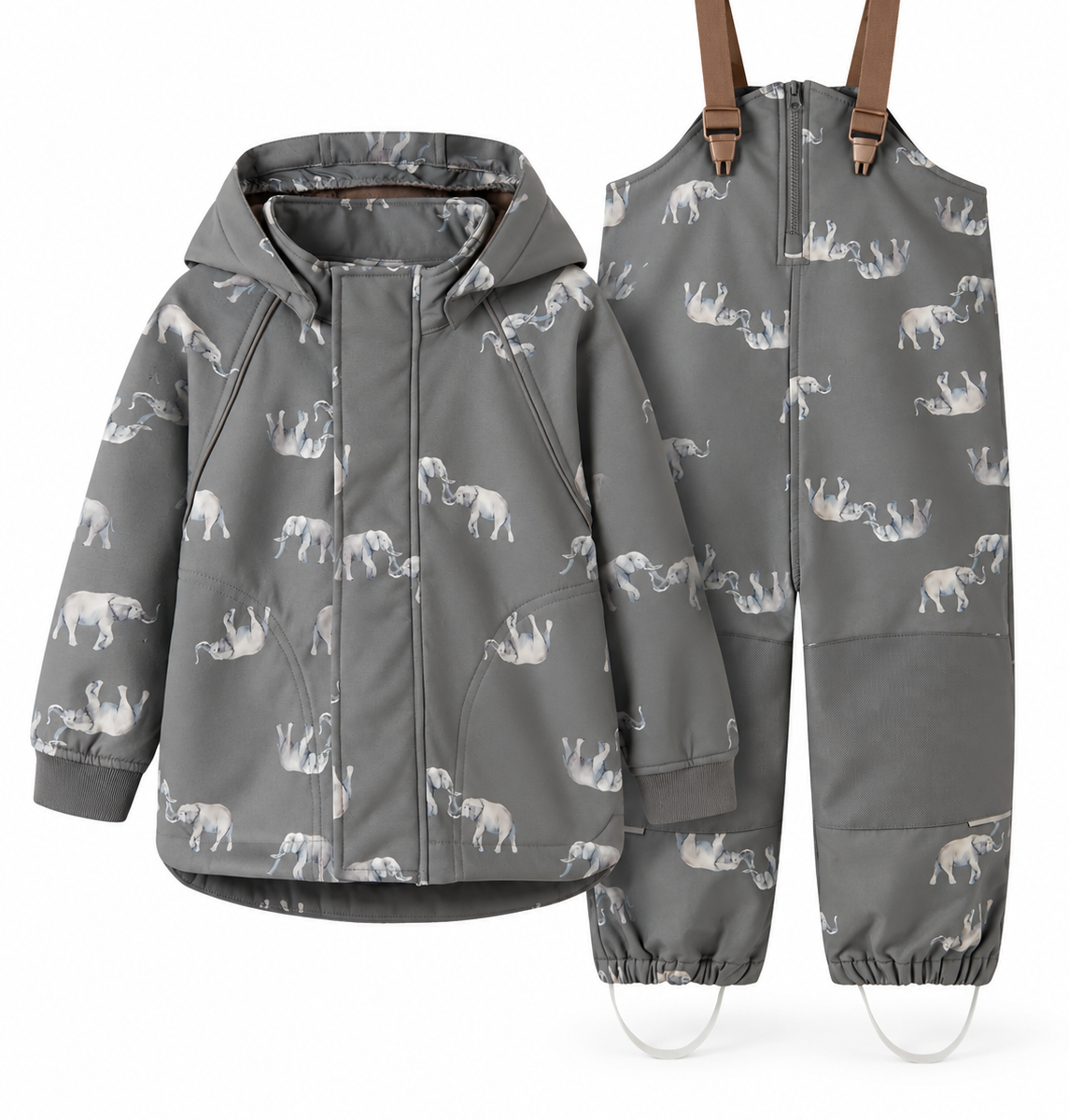 NAME IT Softshell kelnių ir striukės komplektas "Pilkas mamutas"