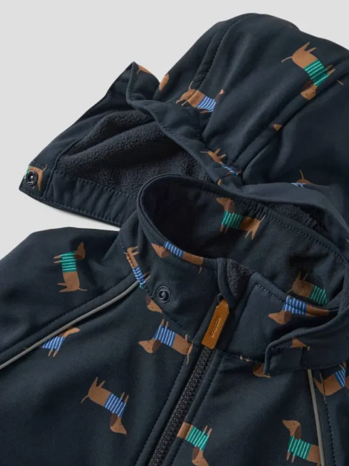 NAME IT Softshell kombinezonas unisex "Šuniukai" (Tamsiai mėlynas)